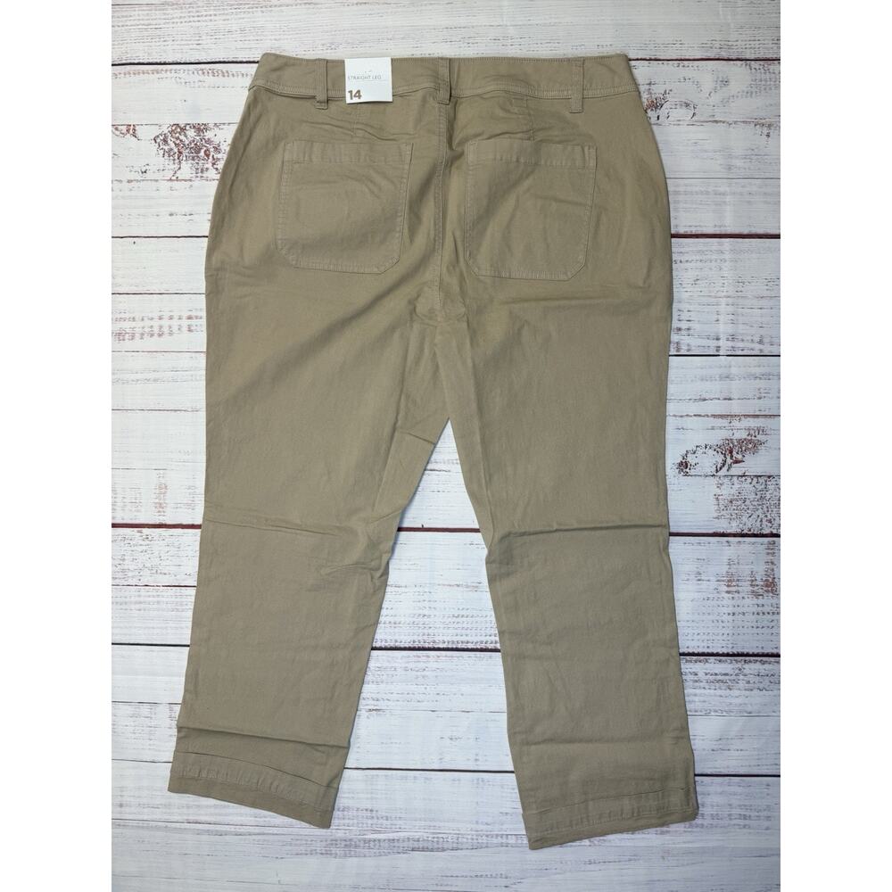 Lane Bryant Straight Leg Pants Women's Size 14 Khaki Casual Classic NWT - Picture 2 of 8